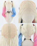 Half pink Half Blue Synthetic Lace Front Wig WT065