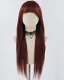 30 Inch Long Dark Red Synthetic Wig HW572