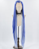 40Inch Long Blue White Synthetic Lace Front Wig WW749