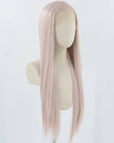 Ash Pink Long Straight Synthetic Lace Front Wig WW814