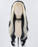 Platinum Blonde Black Synthetic Lace Front Wig WW788