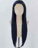 Black Blue Long Straight Synthetic Lace Front Wig WW881