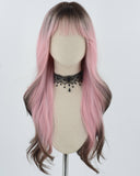 Black Ombre Pink Long Synthetic Wig HW491