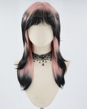 Pink Ombre Black Synthetic Lace Front T Part Wig WT248