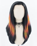 Black Ombre Rainbow Synthetic Lace Front Wig WW712