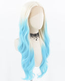 Blonde Blue Long Wavy Synthetic Lace Front Wig WW716