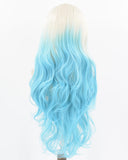 Blonde Blue Long Wavy Synthetic Lace Front Wig WW716