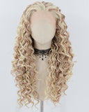 Blonde Brown Long Curly Synthetic Lace Front Wig WW744