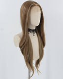 Brown Blonde Long Synthetic Lace Front Wig WW830