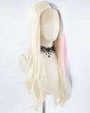 Platinum Blonde Grey Ombre Pink Synthetic Lace Front Wig WT251