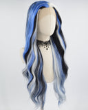 Blue Black White Blonde Synthetic Lace Front Wig WW707