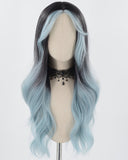 Blue Black Wavy Synthetic Wig HW523