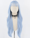 Long Blue Wavy Synthetic Wig HW482