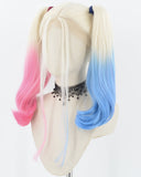 Half pink Half Blue Synthetic Lace Front Wig WT065