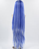 40Inch Long Blue White Synthetic Lace Front Wig WW749