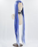 40Inch Long Blue White Synthetic Lace Front Wig WW749