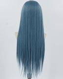 Long Straight Blue Synthetic Lace Front Wig WW816