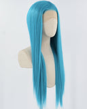 Long Straight Blue Synthetic Lace Front Wig WW841