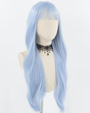 Long Blue Wavy Synthetic Wig HW482