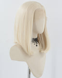 Short Platinum Blonde Synthetic Lace Front Wig WT073