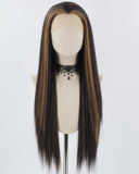 Brown Blonde Long Straight Synthetic Lace Front Wig WW802