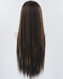 Brown Blonde Long Straight Synthetic Lace Front Wig WW802