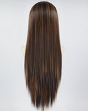 Long Straight Brown Synthetic Lace Front Wig WT250