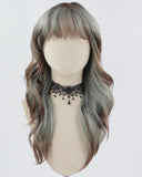 Brown Ombre Green Wavy Synthetic Wig HW544