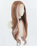 Brown Ombre Pink Synthetic Lace Front Wig WW708