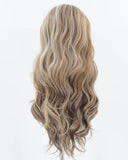 Ombre Blonde Brown Skunk Stripe Synthetic Lace Front Wig WW710