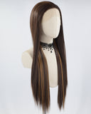 Long Straight Brown Synthetic Lace Front Wig WT250