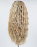 White Strunk Stripe Blonde Curly Synthetic Lace Front Wig WW699