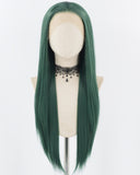 Dark Green Long Straight Synthetic Lace Front Wig WW732