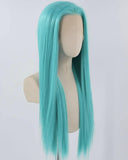 Long Straight Green Synthetic Lace Front Wig WW867