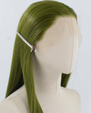 Green Long Straight Synthetic Lace Front Wig WW815