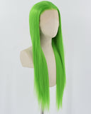 Green Long Straight Synthetic Lace Front Wig WW831