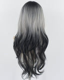 Black Ombre Grey Long Wavy Synthetic Wig HW493