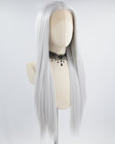 Silver Grey Long Straight Synthetic Lace Front Wig WW702