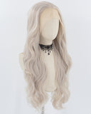 Grey Long Wavy Synthetic Lace Front Wig WW742