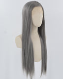 Dark Grey Long Straight Synthetic Lace Front Wig WW828