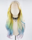 Grey Yellow Ombre Rainbow Synthetic Lace Front Wig WT247