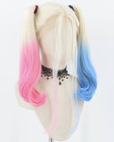 Half pink Half Blue Synthetic Lace Front Wig WT065