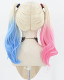 Half pink Half Blue Synthetic Lace Front Wig WT065