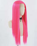 Hot Pink Long Straight Synthetic Lace Front Wig WW783