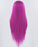 Hot Pink Purple Long Straight Synthetic Lace Front Wig WW794