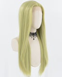 Light Green Long Straight Synthetic Lace Front Wig WW733