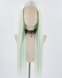 Light Green Long Straight Synthetic Lace Front Wig WW781