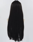 28Inch Long Black Straight Synthetic Wig HW580