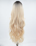 30 Inch Long Ombre Blonde Wavy Synthetic Wig HW448