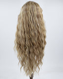 Brown Ombre Blonde Long Curly Synthetic Lace Front Wig WW695